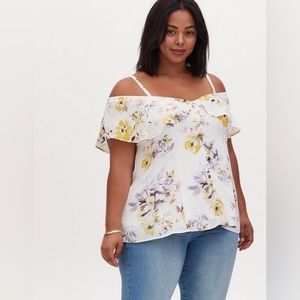Torrid Georgette Ruffle Cold-Shoulder Blouse